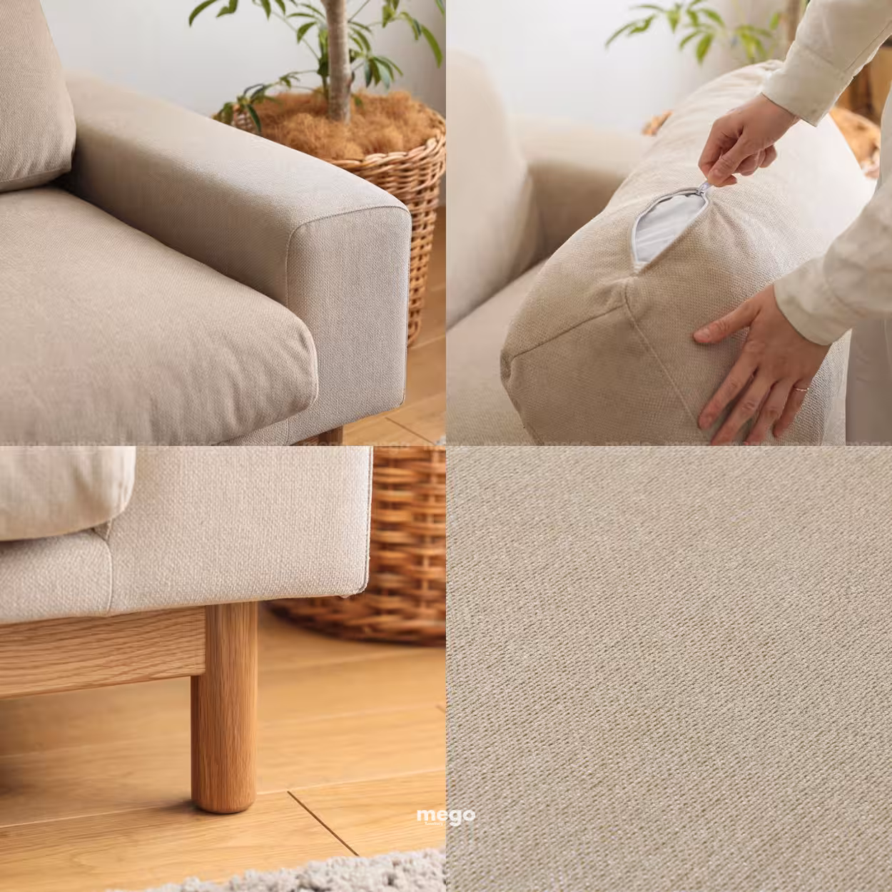 sofa khung gỗ tối giản
