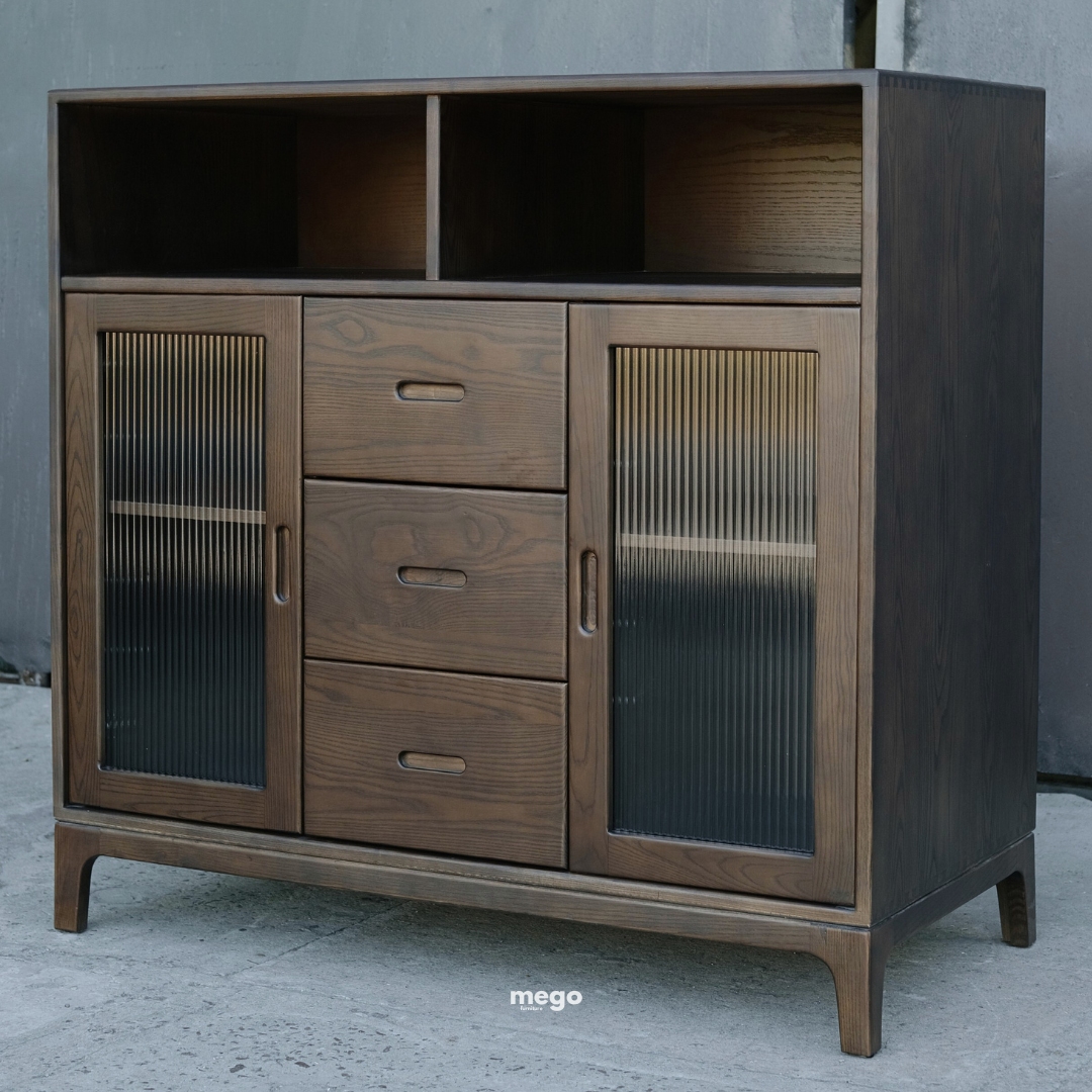 tủ decor gỗ tự nhiên tối giản Đà Nẵng