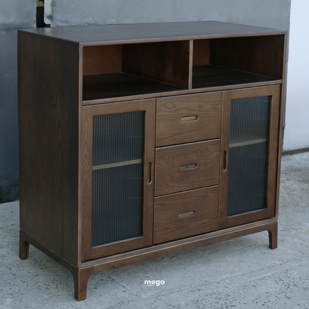 tủ decor gỗ tự nhiên tối giản Đà Nẵng