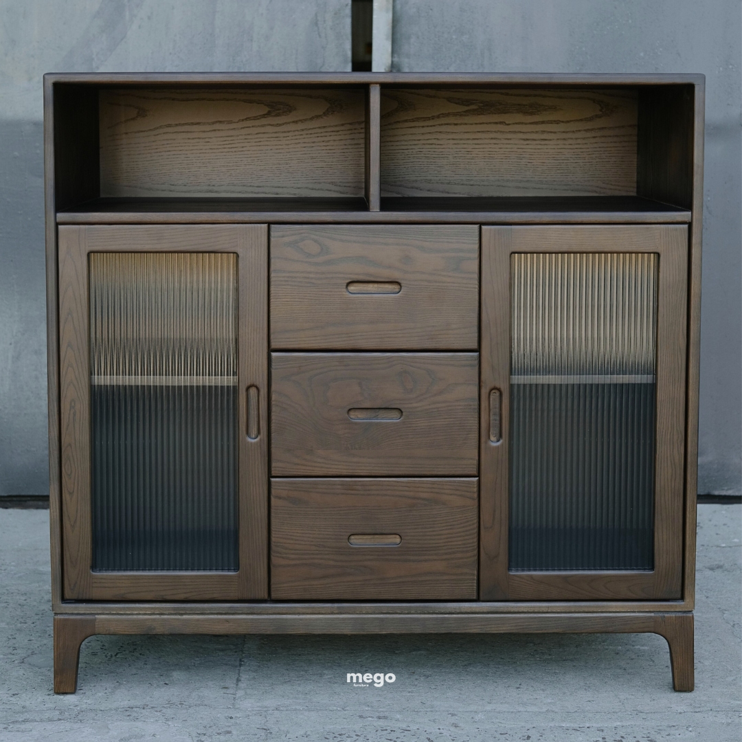 tủ decor gỗ tự nhiên tối giản Đà Nẵng