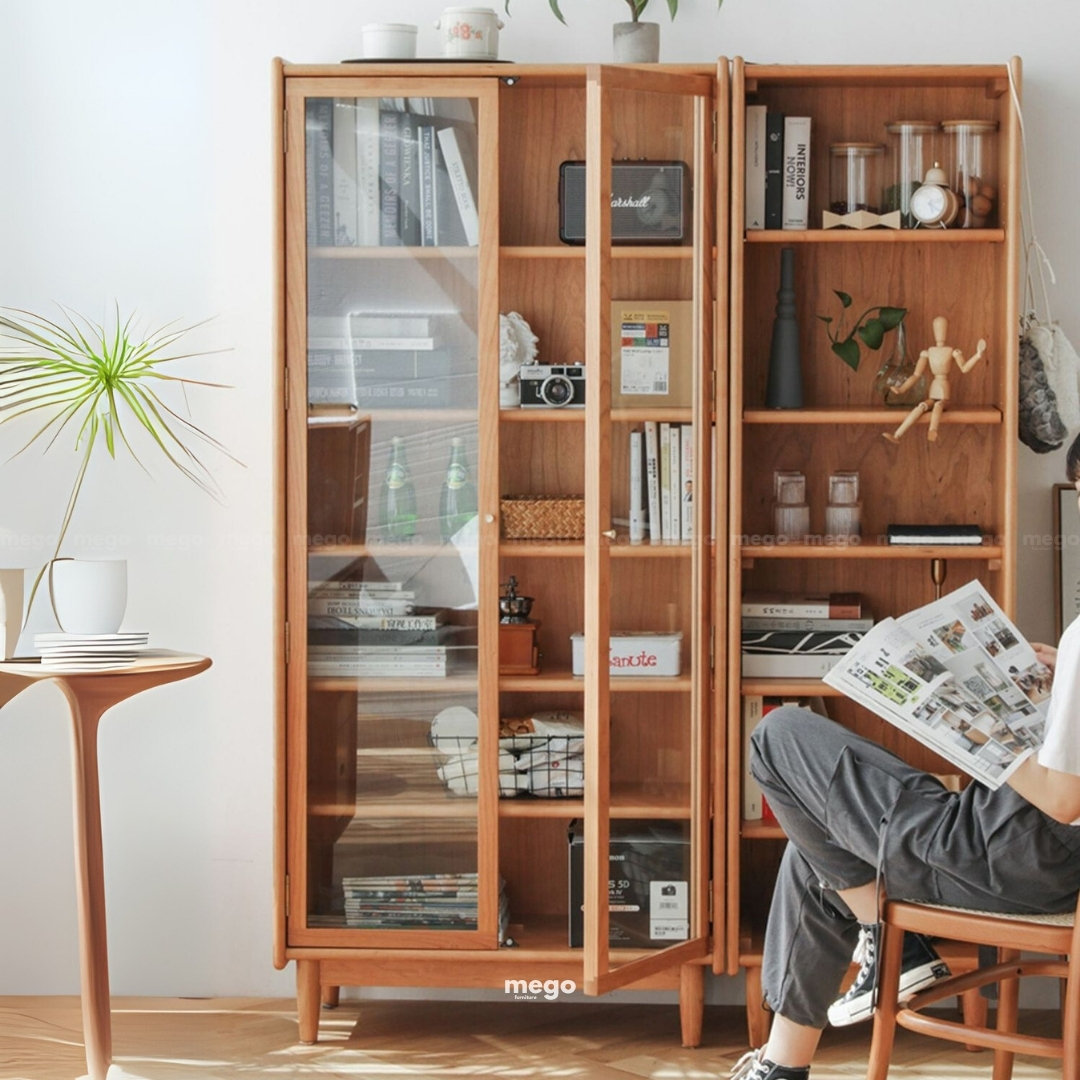 tủ sách gỗ tự nhiên