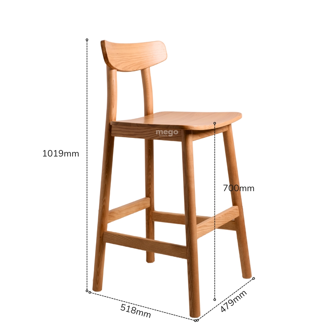 kích thước tiêu chuẩn của ghế quầy bar gỗ tự nhiên