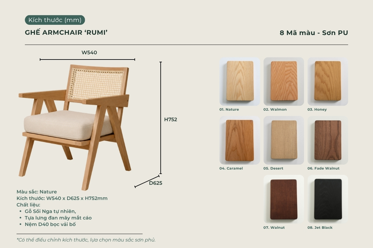 Ghế Armchair gỗ tự nhiên