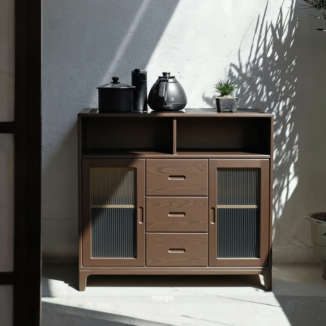 tủ decor gỗ tự nhiên tối giản Đà Nẵng