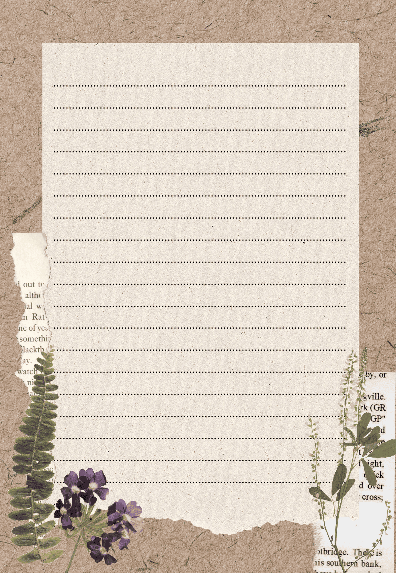 SET 5 GIẤY KRAFT VIẾT THƯ A5 PHONG CÁCH VINTAGE T.CRAFT HOUSE - MẪU 2