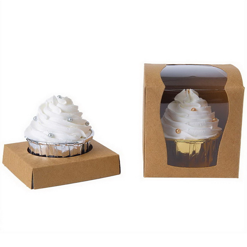 HỘP ĐỰNG BÁNH CUPCAKE HOẶC QUÀ TẶNG MẶT MICA GIẤY KRAFT PHONG CÁCH CỔ ĐIỂN T.CRAFT HOUSE