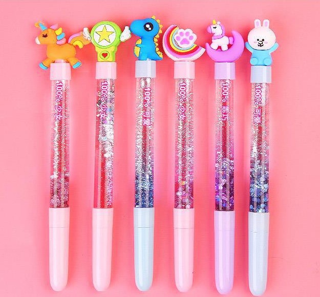 BÚT BI NƯỚC MÀU ĐEN KIM TUYẾN HỌA TIẾT HOẠT HÌNH XINH XẮN NGÒI 0.38MM T-CRAFT ^^