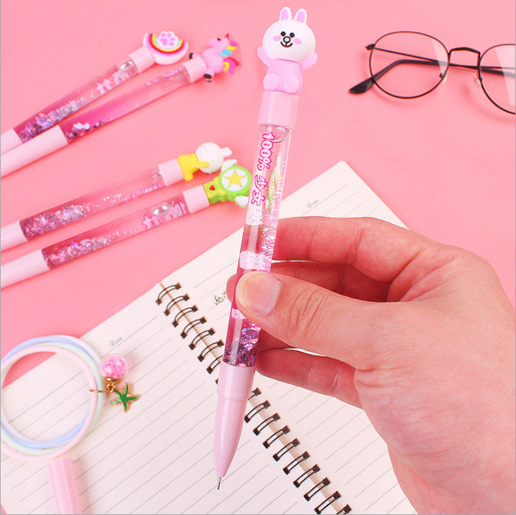 BÚT BI NƯỚC MÀU ĐEN KIM TUYẾN HỌA TIẾT HOẠT HÌNH XINH XẮN NGÒI 0.38MM T-CRAFT ^^