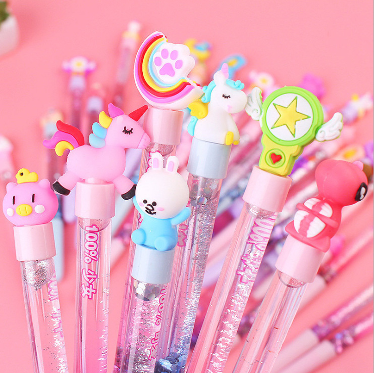BÚT BI NƯỚC MÀU ĐEN KIM TUYẾN HỌA TIẾT HOẠT HÌNH XINH XẮN NGÒI 0.38MM T-CRAFT ^^