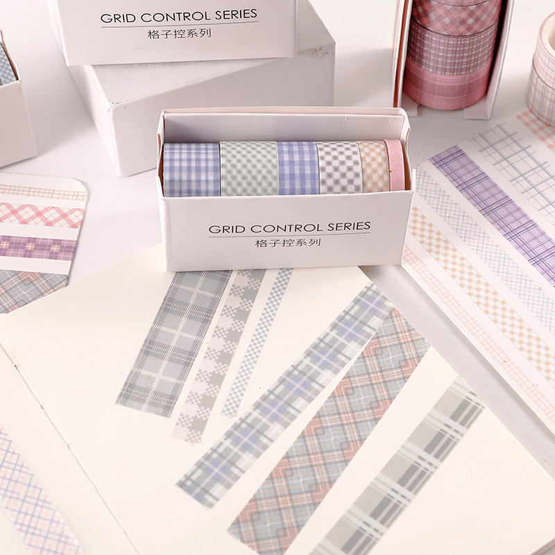 SET 6 CUỘN WASHI TAPE CARO TRANG TRÍ TẬP VỞ/ NHẬT KÍ T-CRAFT ^^