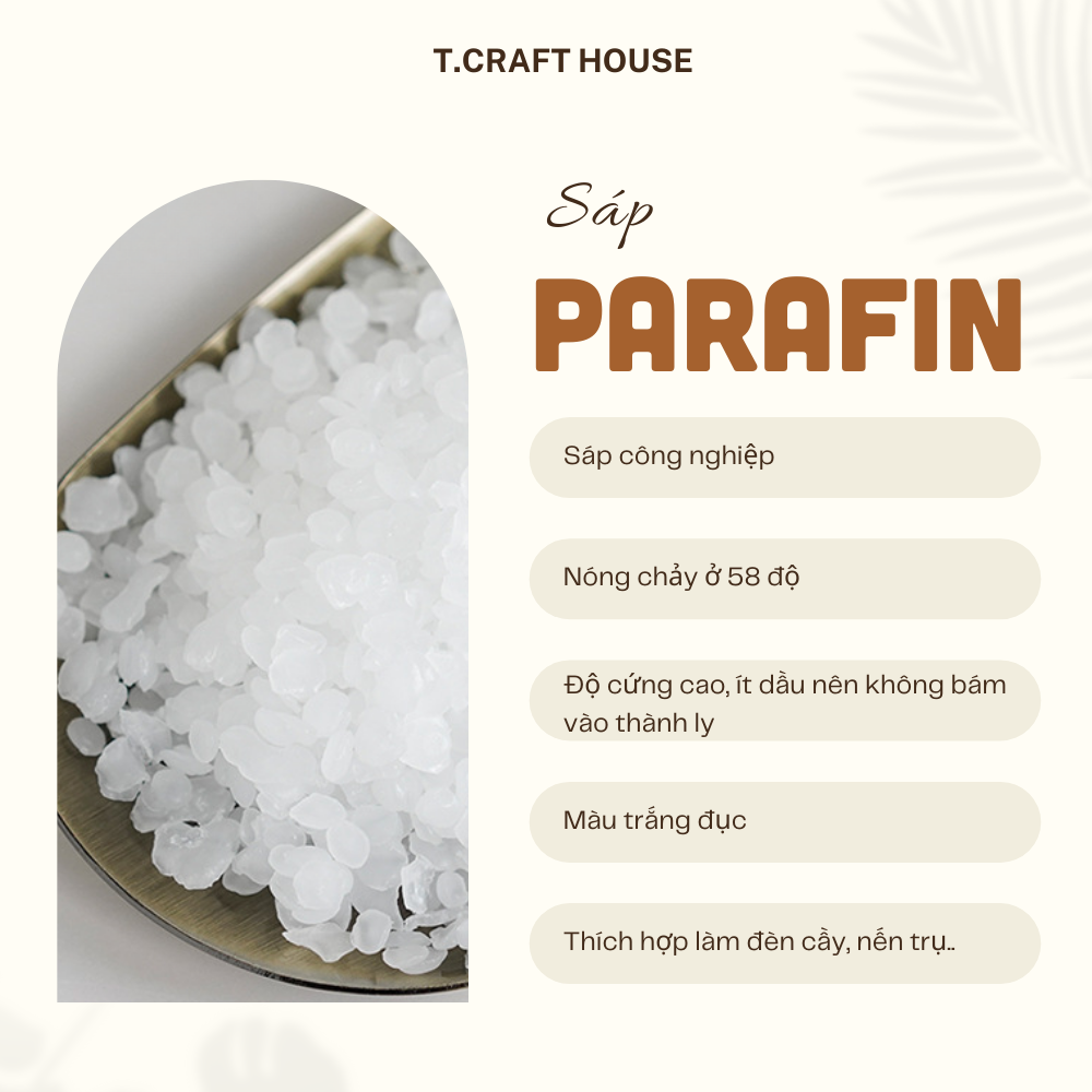 SÁP PARAFFIN HẠT TINH LUYỆN MÀU TRẮNG SỮA CAO CẤP LOẠI 1 LÀM NẾN HANDMADE T.CRAFT HOUSE