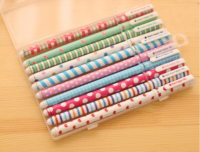 COMBO 10 BÚT BI GEL NHIỀU MÀU HOẠ TIẾT VINTAGE T.CRAFT HOUSE