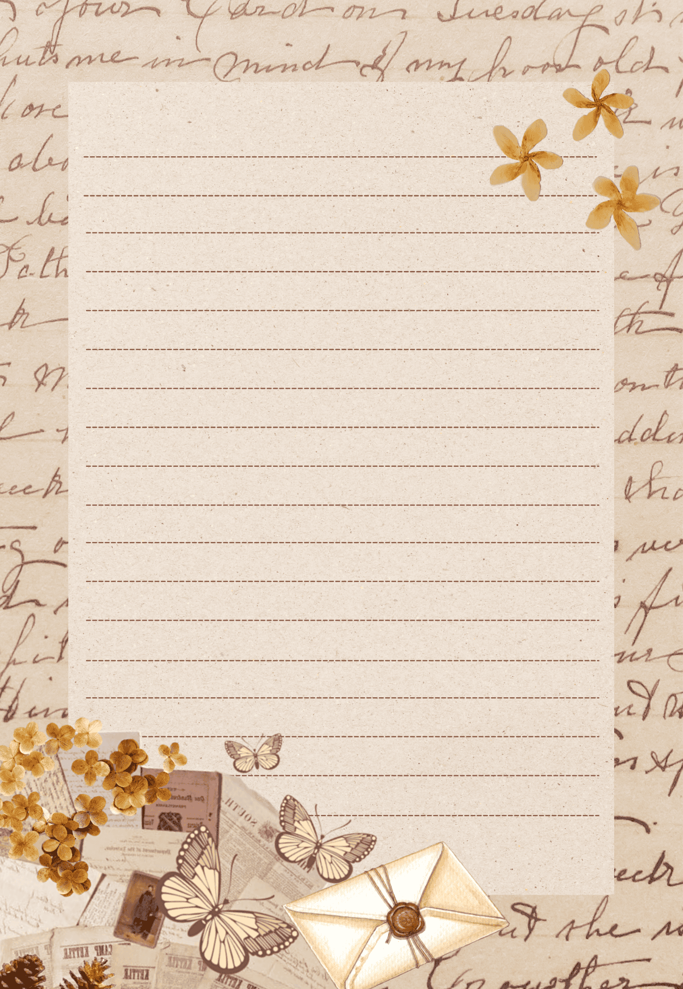 SET 5 GIẤY KRAFT VIẾT THƯ A5 PHONG CÁCH VINTAGE T.CRAFT HOUSE - MẪU 2