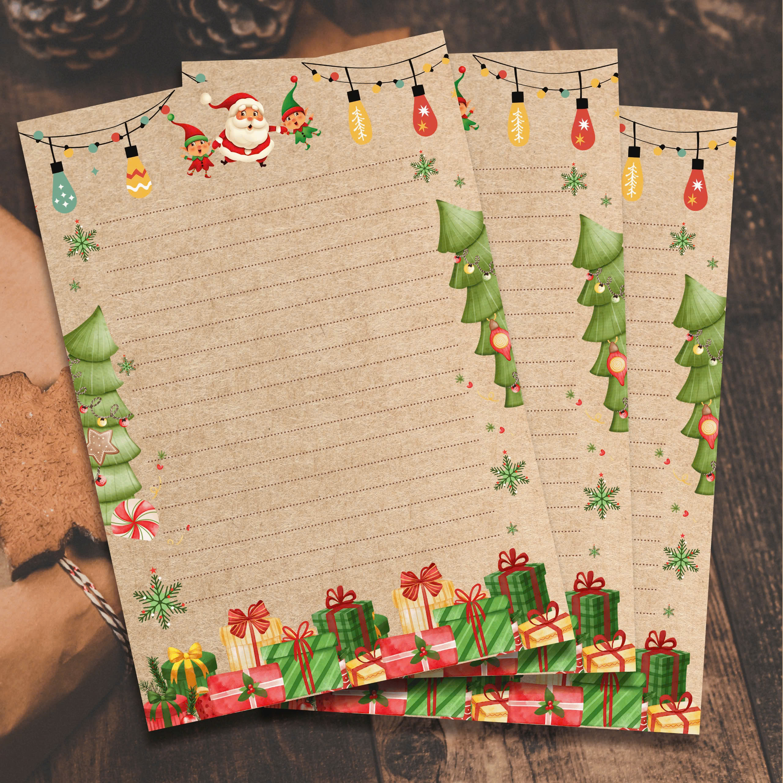 SET 5 GIẤY KRAFT VIẾT THƯ A5 CHỦ ĐỀ GIÁNG SINH T.CRAFT HOUSE