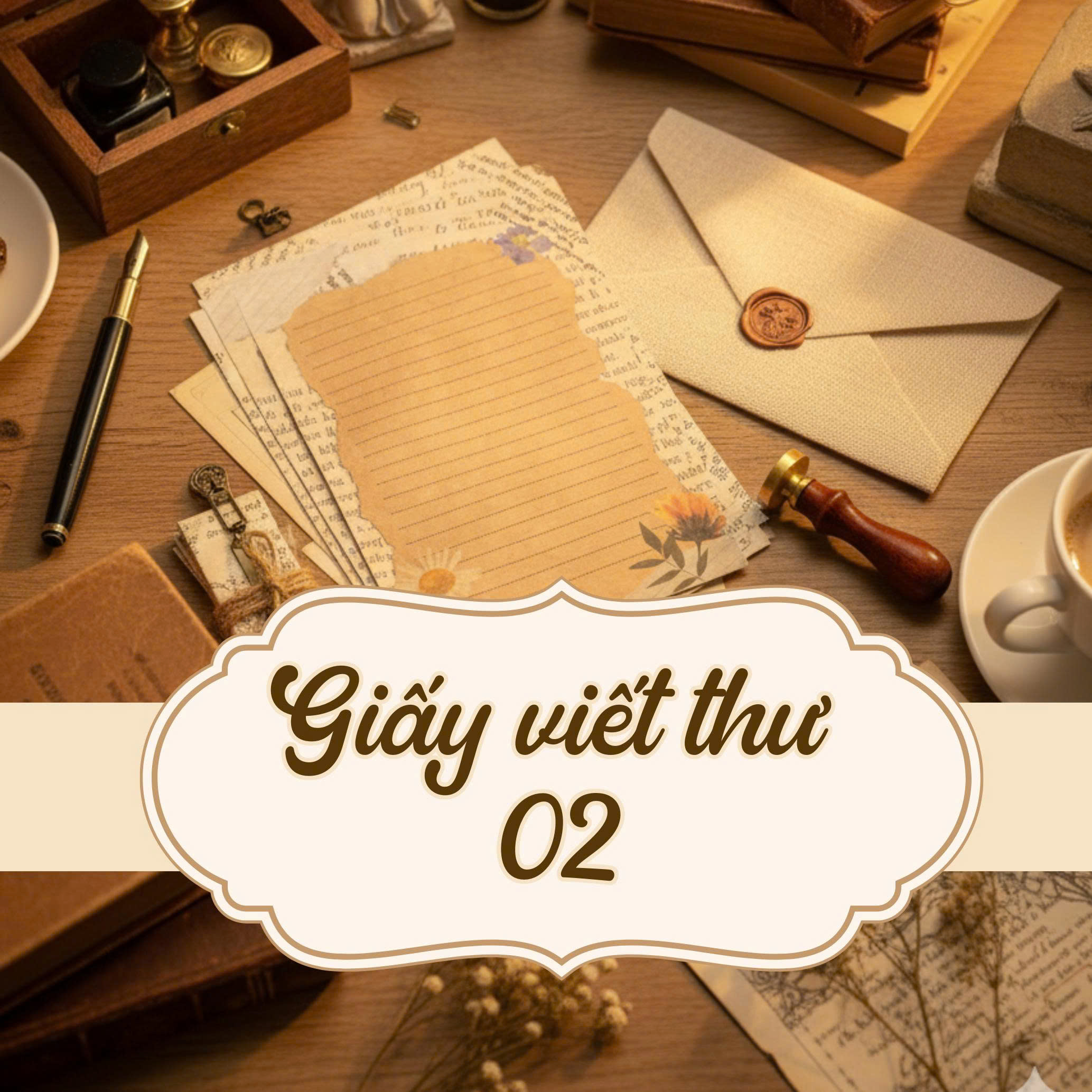 SET 5 GIẤY KRAFT VIẾT THƯ A5 PHONG CÁCH VINTAGE T.CRAFT HOUSE - MẪU 2