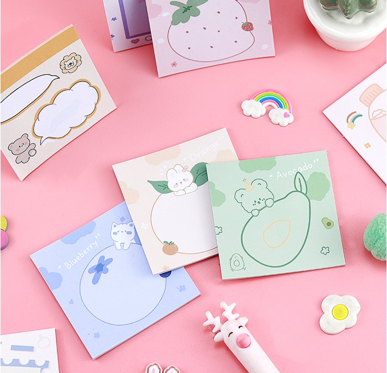 COMBO 4 LOẠI GIẤY NHỚ HÌNH VUÔNG CHỦ ĐỀ TRÁI CÂY ĐANG DẠNG, MÀU SẮC T-CRAFT  ^^