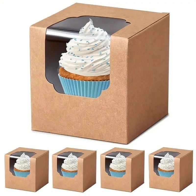 HỘP ĐỰNG BÁNH CUPCAKE HOẶC QUÀ TẶNG MẶT MICA GIẤY KRAFT PHONG CÁCH CỔ ĐIỂN T.CRAFT HOUSE