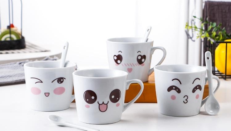 TÁCH TRÀ/ CÀ PHÊ BẰNG GỐM SỨ NHIỀU HÌNH ẢNH DỄ THƯƠNG, TIỆN DỤNG CÓ KÈM MUỖNG T-CRAFT ^^