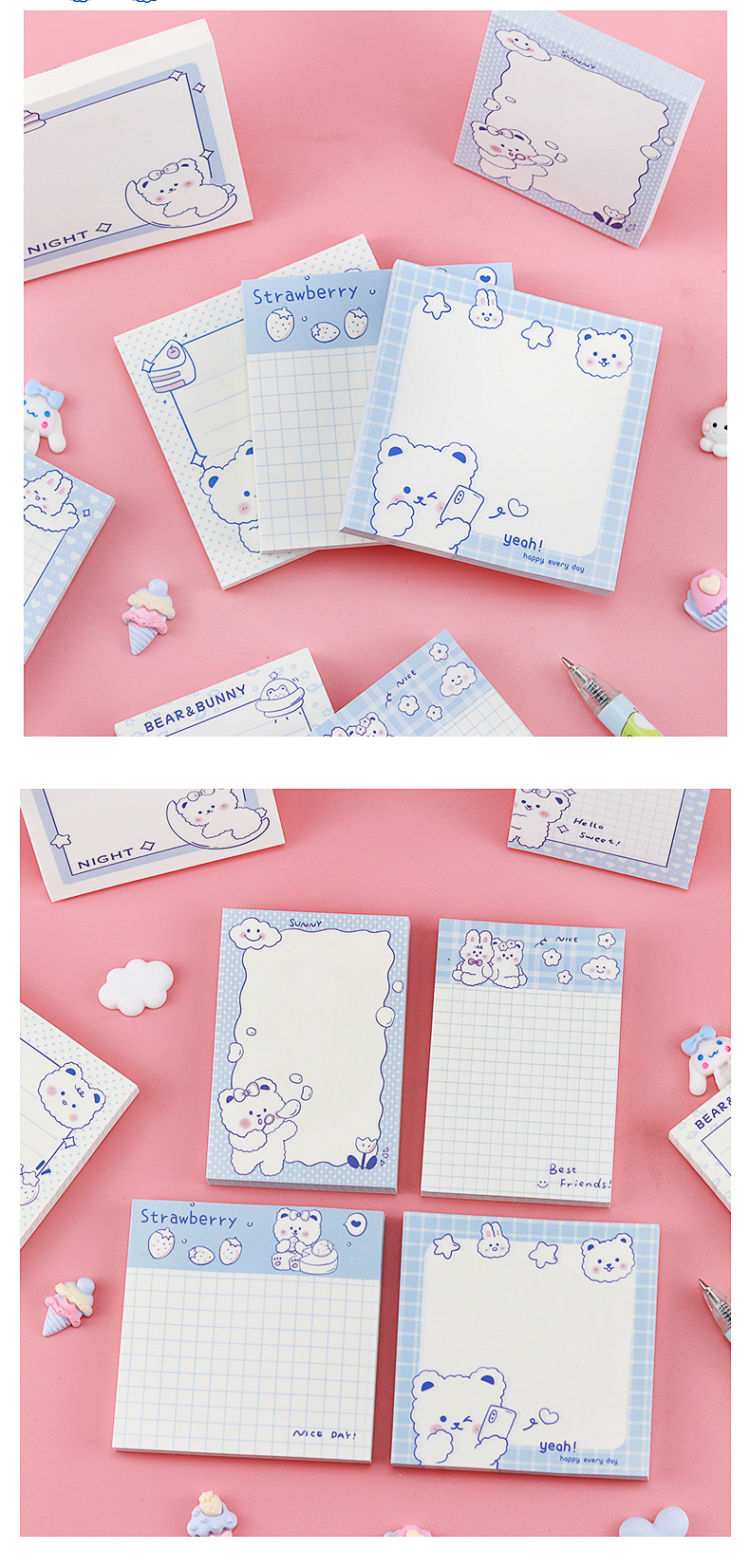 GIẤY NHỚ CHỦ ĐỀ ĐÔI BẠN DỄ THƯƠNG BEAR AND BUNNY T-CRAFT