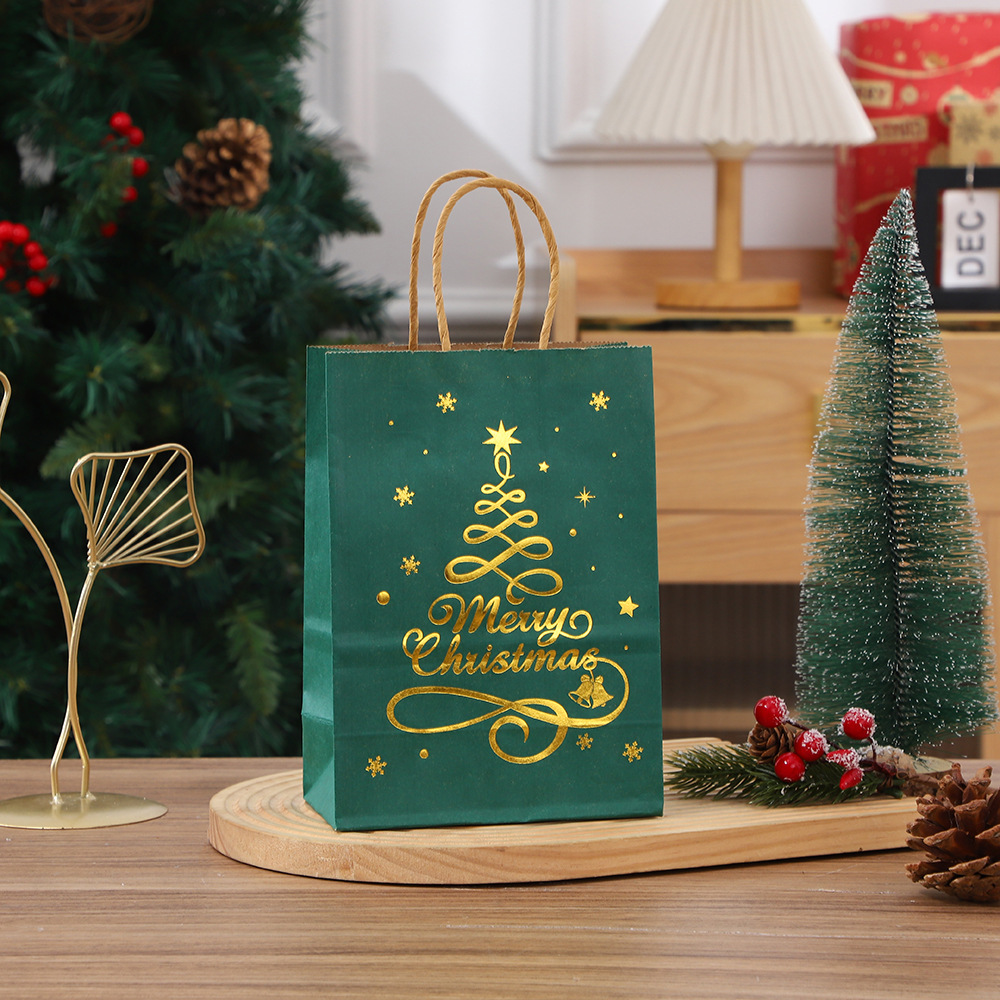 TÚI GIẤY ĐỰNG QUÀ 21x15x8CM HỌA TIẾT GIÁNG SINH ÁNH KIM T.CRAFT HOUSE