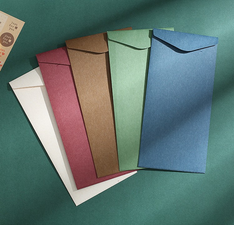 SET 5 BAO THƯ TRƠN 200GSM KÍCH THƯỚC 11x22cm NHIỀU MÀU SẮC T.CRAFT HOUSE