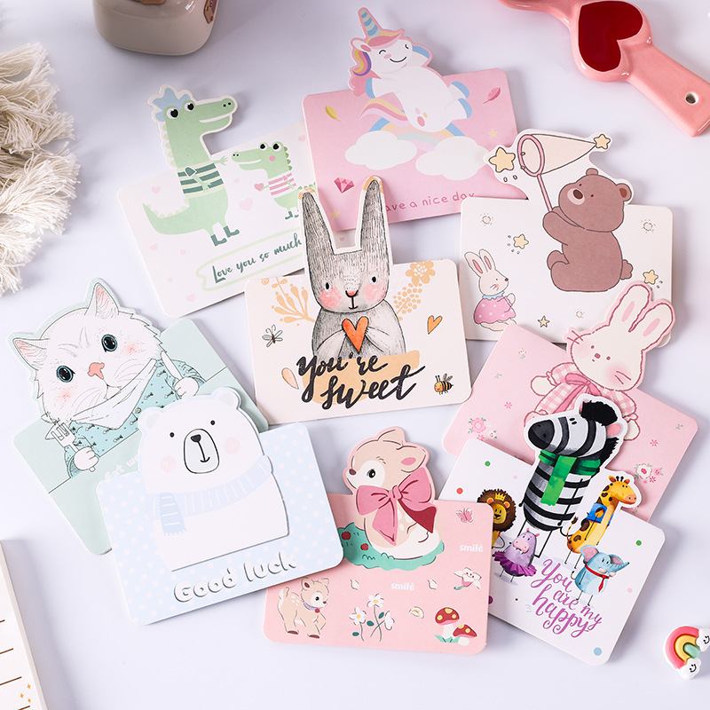 COMBO NGẪU NHIÊN 10 THIỆP IN MINI CON VẬT DỄ THƯƠNG NHIỀU CHỦ ĐỀ T.CRAFT HOUSE (KHÔNG GỒM BAO THƯ)