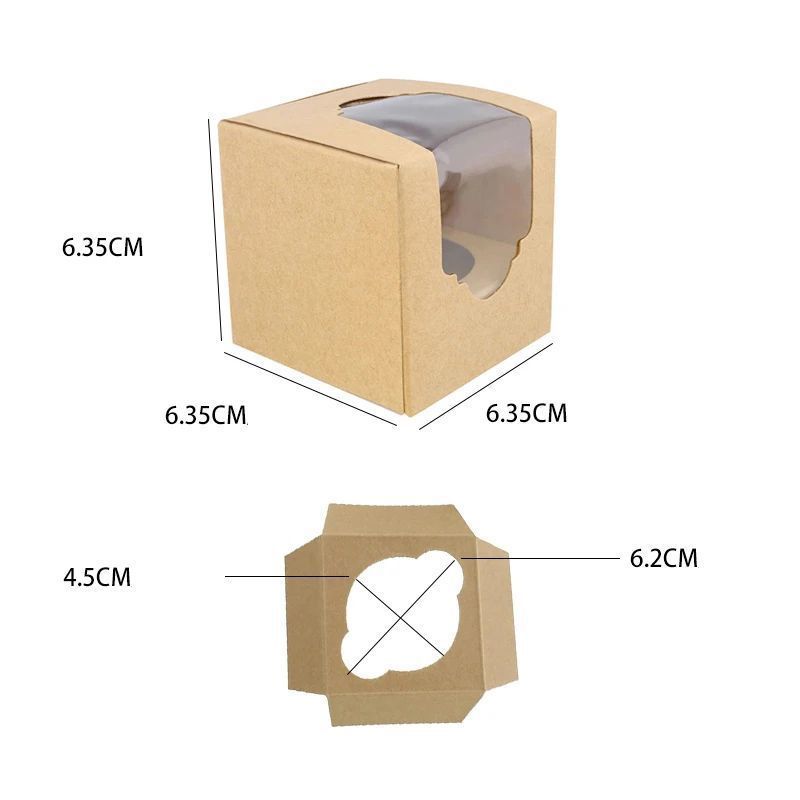 HỘP ĐỰNG BÁNH CUPCAKE HOẶC QUÀ TẶNG MẶT MICA GIẤY KRAFT PHONG CÁCH CỔ ĐIỂN T.CRAFT HOUSE