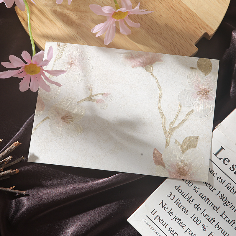 SET 5 BAO THƯ HOẠ TIẾT NỔI GẤM HOA PHONG CÁCH RETRO T.CRAFT HOUSE