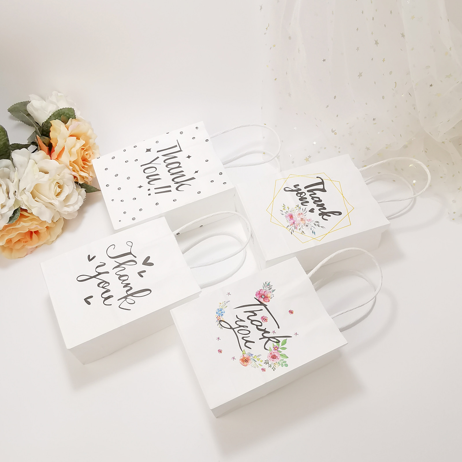 TÚI GIẤY ĐỰNG QUÀ THANK YOU HỌA TIẾT DỄ THƯƠNG KÍCH THƯỚC 27x21x11cm PHONG CÁCH HÀN QUỐC T.CRAFT HOUSE