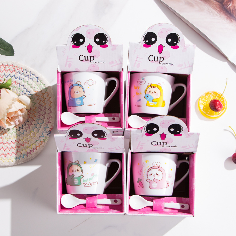 TÁCH TRÀ/ CÀ PHÊ BẰNG GỐM SỨ NHIỀU HÌNH ẢNH DỄ THƯƠNG, TIỆN DỤNG CÓ KÈM MUỖNG T-CRAFT ^^