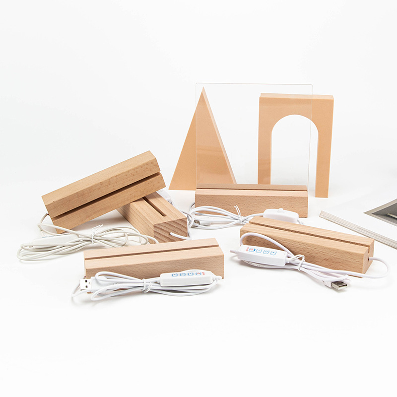 ĐẾ ĐÈN LED 3D BẰNG GỖ TRANG TRÍ DIY SIÊU TIỆN LỢI T.CRAFT HOUSE-NVLG