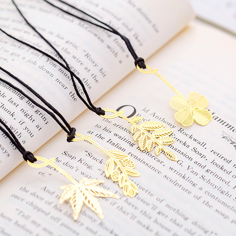 THẺ ĐÁNH DẤU SÁCH BOOKMARK BẰNG KIM LOẠI CAO CẤP HÌNH CỎ VÀNG T-CRAFT