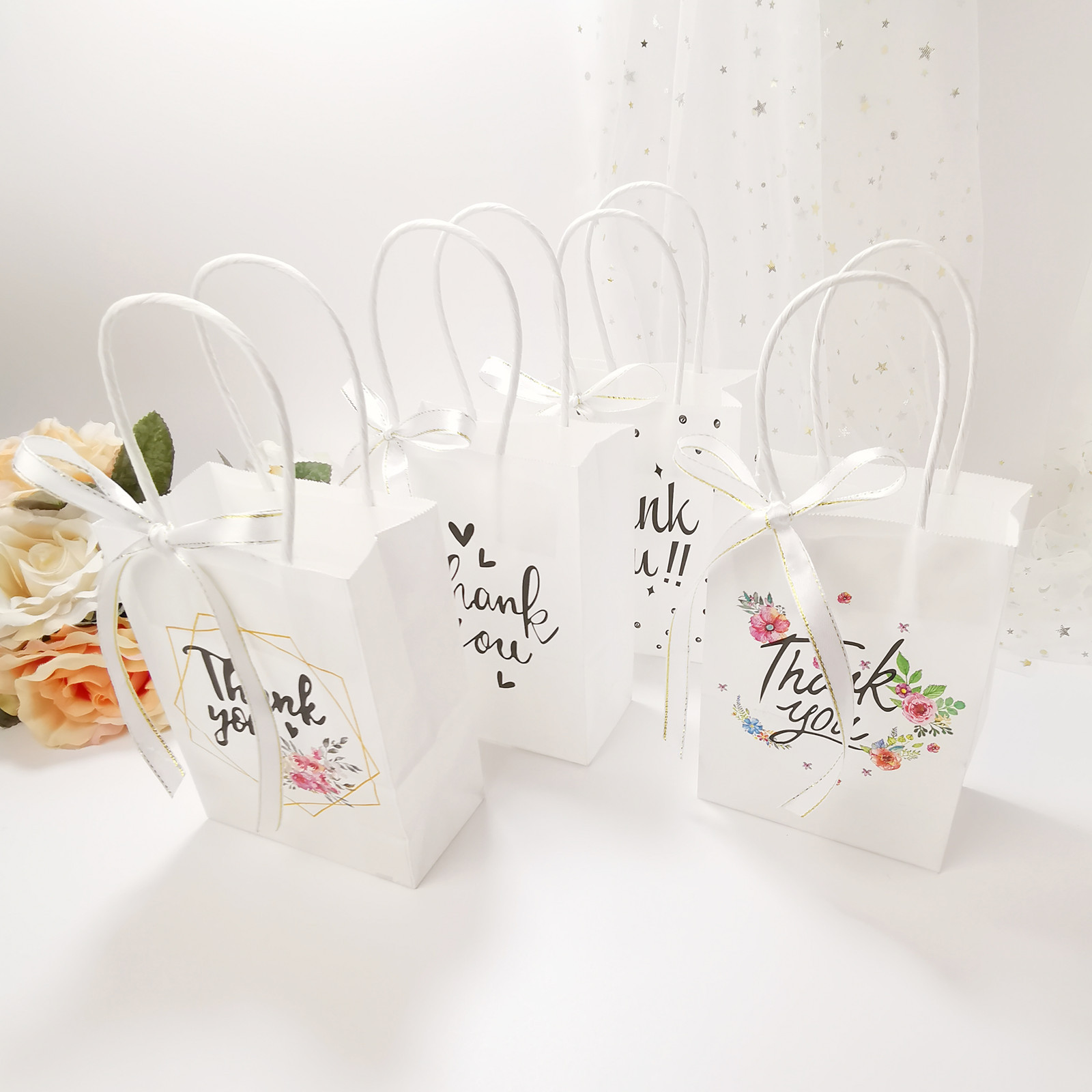 TÚI GIẤY ĐỰNG QUÀ THANK YOU HỌA TIẾT DỄ THƯƠNG KÍCH THƯỚC 27x21x11cm PHONG CÁCH HÀN QUỐC T.CRAFT HOUSE