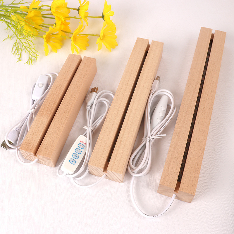 ĐẾ ĐÈN LED 3D BẰNG GỖ 3 MÀU TRANG TRÍ DIY SIÊU TIỆN LỢI T.CRAFT HOUSE-NVLG