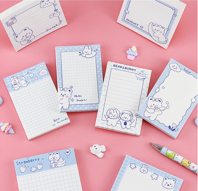 GIẤY NHỚ CHỦ ĐỀ ĐÔI BẠN DỄ THƯƠNG BEAR AND BUNNY T-CRAFT