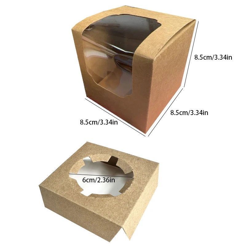 HỘP ĐỰNG BÁNH CUPCAKE HOẶC QUÀ TẶNG MẶT MICA GIẤY KRAFT PHONG CÁCH CỔ ĐIỂN T.CRAFT HOUSE