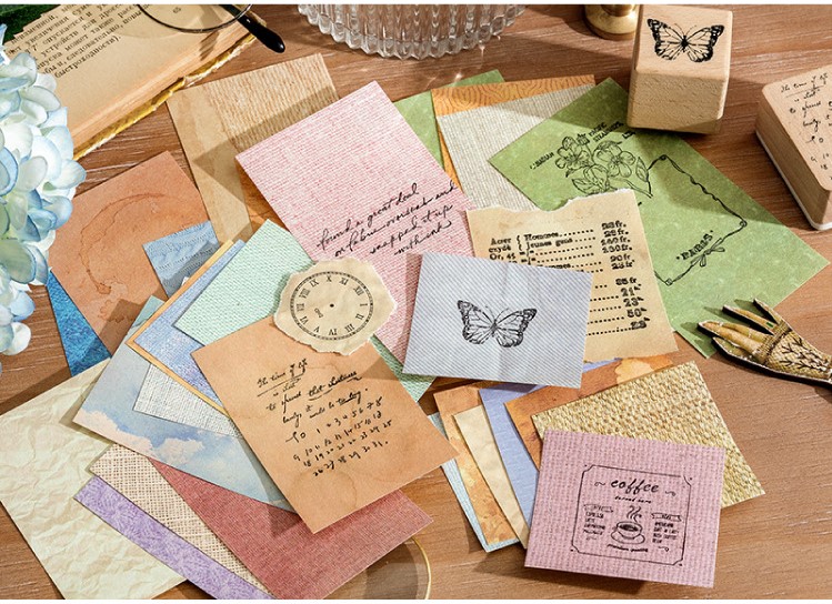 SET 60 TẤM GIẤY NỀN TIME COLLECTION TRANG TRÍ SỔ, TẬP SÁCH, NOTEBOOK T-CRAFT ^^
