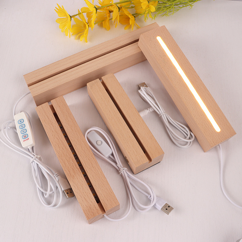 ĐẾ ĐÈN LED 3D BẰNG GỖ 3 MÀU TRANG TRÍ DIY SIÊU TIỆN LỢI T.CRAFT HOUSE-NVLG