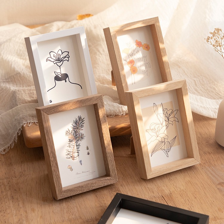 KHUNG HỘP GỖ MẶT THUỶ TINH 21x29.7x3cm LÀM TRANH TRANG TRÍ ĐỂ BÀN T.CRAFT HOUSE-NVLG