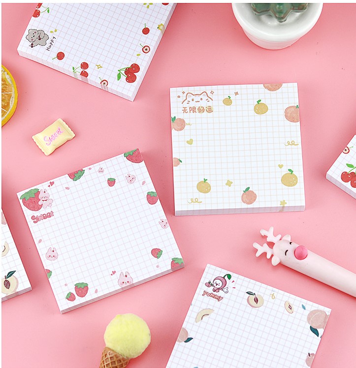 GIẤY NHỚ HÌNH VUÔNG CHỦ ĐỀ TRÁI CÂY ĐANG DẠNG, MÀU SẮC T-CRAFT  ^^