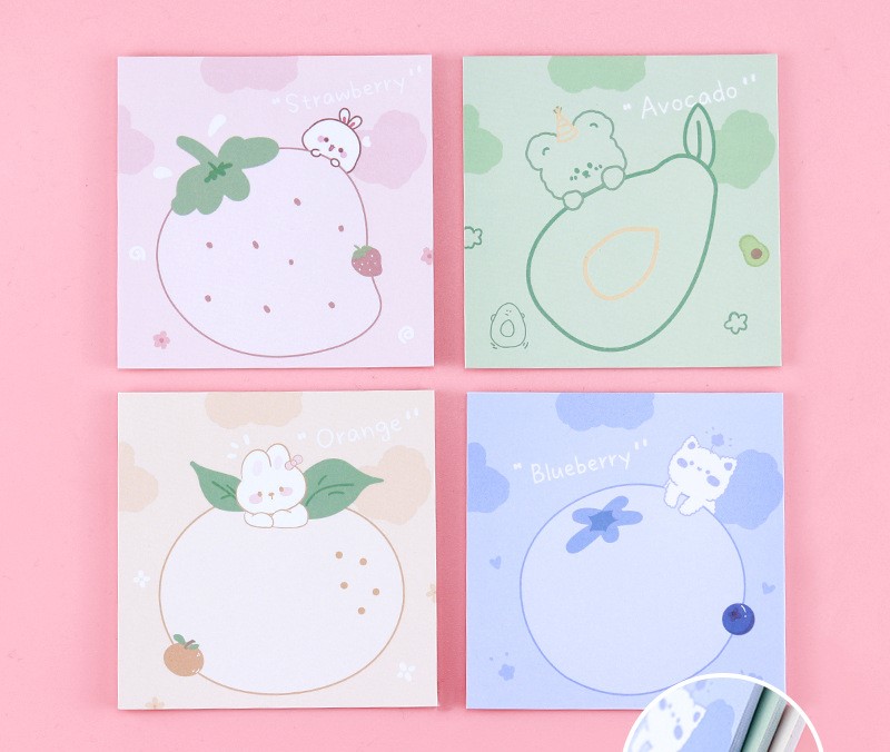 COMBO 4 LOẠI GIẤY NHỚ HÌNH VUÔNG CHỦ ĐỀ TRÁI CÂY ĐANG DẠNG, MÀU SẮC T-CRAFT  ^^