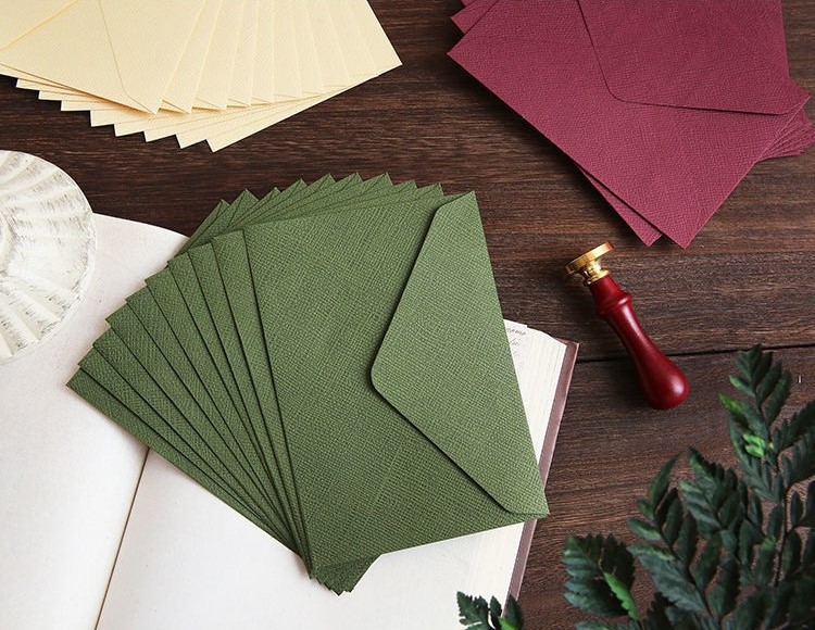 SET 5 BAO THƯ CAO CẤP 250GSM HOẠ TIẾT VÂN VẢI LANH CHÌM DÀY VÀ NHIỀU MÀU SẮC PHONG CÁCH CỔ ĐIỂN T.CRAFT HOUSE