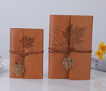 SỔ TAY DA HOẠ TIẾT LÁ PHONG CHÌM PHONG CÁCH VINTAGE T.CRAFT HOUSE