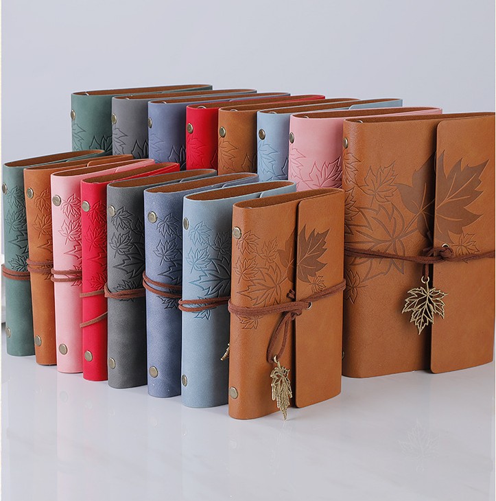 SỔ TAY DA HOẠ TIẾT LÁ PHONG CHÌM PHONG CÁCH VINTAGE T.CRAFT HOUSE