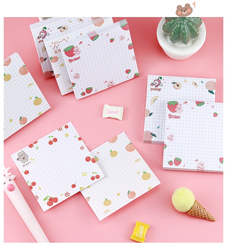 GIẤY NHỚ HÌNH VUÔNG CHỦ ĐỀ TRÁI CÂY ĐANG DẠNG, MÀU SẮC T-CRAFT  ^^