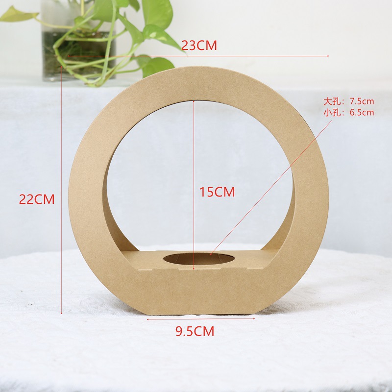 SET 5 HỘP GIẤY CẮM HOA HÌNH TRÒN CÓ QUAI XÁCH CAO CẤP T.CRAFT HOUSE