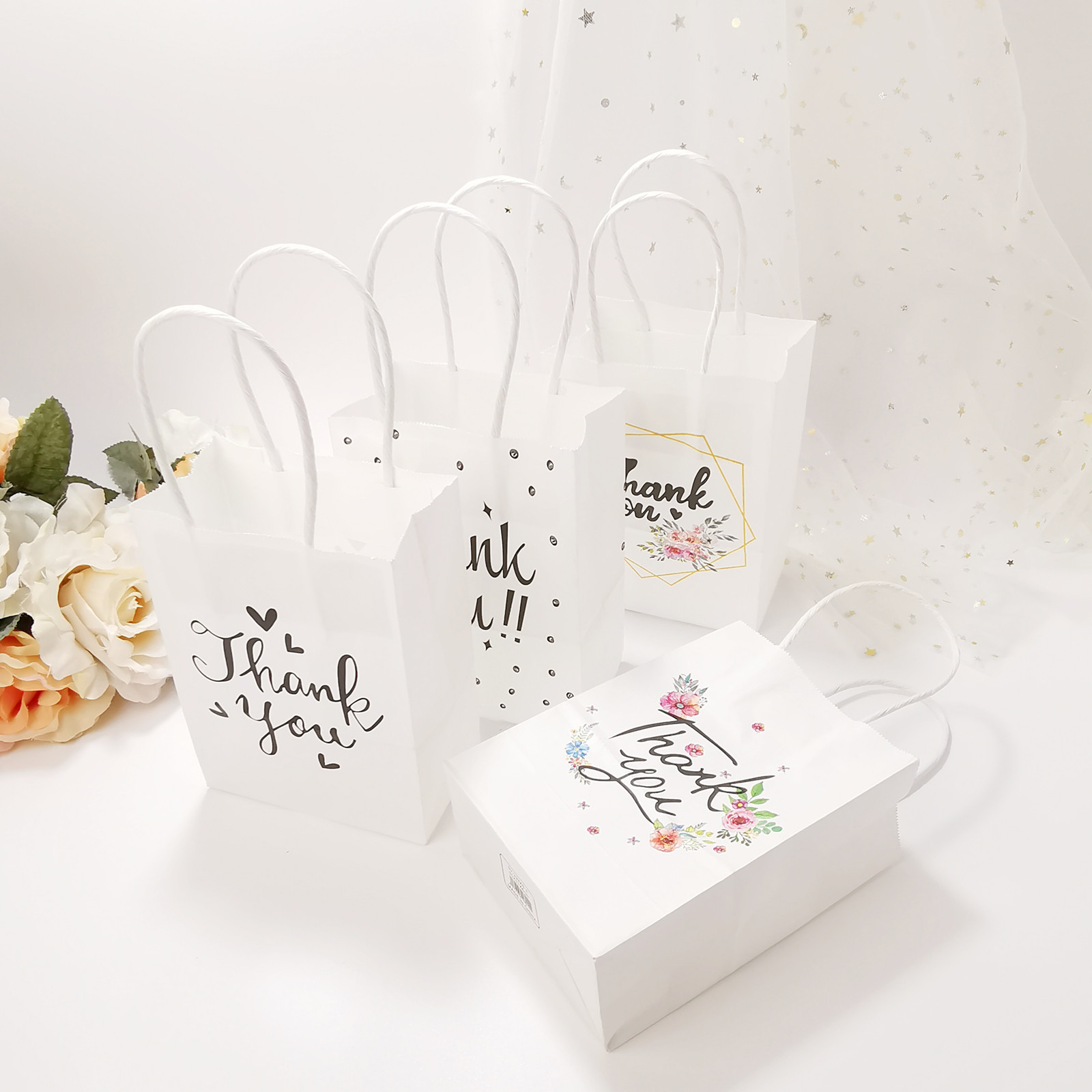 TÚI GIẤY ĐỰNG QUÀ THANK YOU HỌA TIẾT DỄ THƯƠNG KÍCH THƯỚC 27x21x11cm PHONG CÁCH HÀN QUỐC T.CRAFT HOUSE