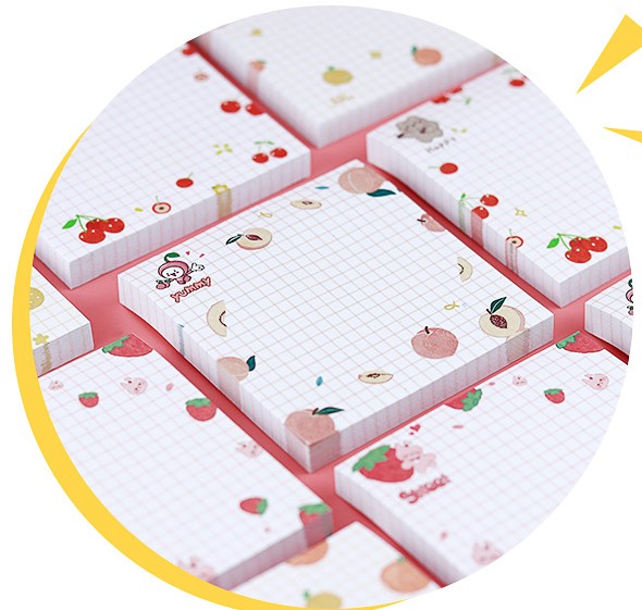 GIẤY NHỚ HÌNH VUÔNG CHỦ ĐỀ TRÁI CÂY ĐANG DẠNG, MÀU SẮC T-CRAFT  ^^