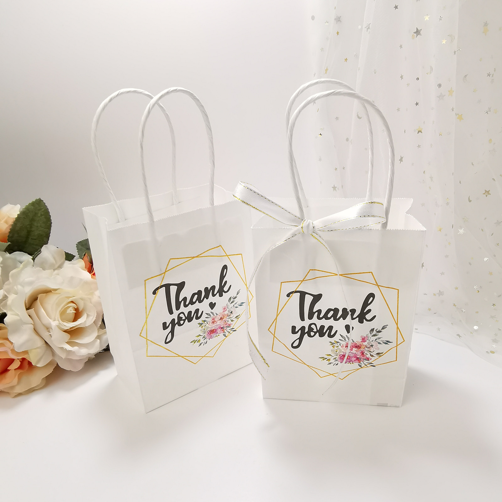 TÚI GIẤY ĐỰNG QUÀ THANK YOU HỌA TIẾT DỄ THƯƠNG KÍCH THƯỚC 27x21x11cm PHONG CÁCH HÀN QUỐC T.CRAFT HOUSE