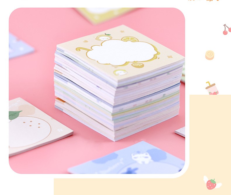 COMBO 4 LOẠI GIẤY NHỚ HÌNH VUÔNG CHỦ ĐỀ TRÁI CÂY ĐANG DẠNG, MÀU SẮC T-CRAFT  ^^